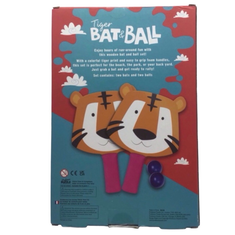 Professor Puzzle Tiger Bat & Ball Set (NWT) - Picture 2 of 2